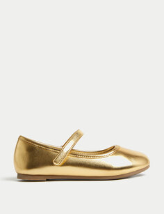 Детские туфли Мэри Джейн с металлизированной лентой (4 маленьких - 13 маленьких) Marks &amp; Spencer, золото
