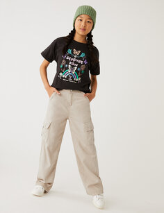 Широкие брюки карго из хлопковой смеси (6–16 лет) Marks &amp; Spencer