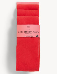 3 упаковки школьных тайтс Body Sensor (2–16 лет) Marks &amp; Spencer, красный