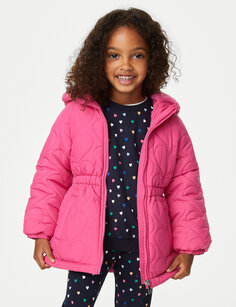 Стеганое пуховое пальто (2–8 лет) Marks &amp; Spencer, розовый