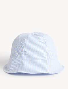 Детская шляпа от солнца в полоску из чистого хлопка (0–6 лет) Marks &amp; Spencer, синий