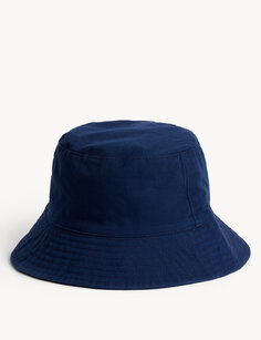 Детская простая шляпа от солнца из чистого хлопка (0–13 лет) Marks &amp; Spencer, индиго