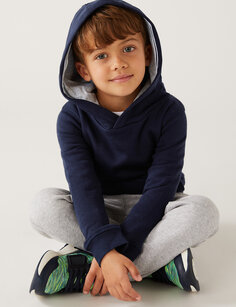 Пуловеры с капюшоном из хлопка (2–7 лет) Marks &amp; Spencer, темно-синий