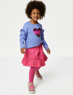Комплект из хлопковой юбки и колготок (2–8 лет) Marks &amp; Spencer, розовый