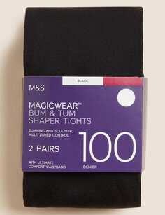 2 пары непрозрачных колготок Magicwear плотностью 100 ден Marks &amp; Spencer, черный