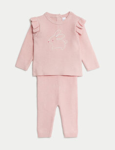Вязаный костюм кролика из 2 предметов (7 фунтов — 1 год) Marks &amp; Spencer, светло-розовый