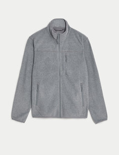 Куртка из переработанного флиса на молнии с воротником-воронкой Marks &amp; Spencer, серый