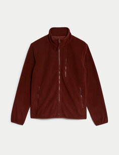 Куртка из переработанного флиса на молнии с воротником-воронкой Marks &amp; Spencer, бургундия