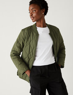 Легкая стеганая куртка Thermowarmth из переработанного сырья Marks &amp; Spencer, темно-зеленый