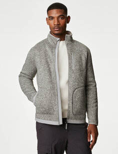 Куртка на молнии из переработанного флиса Marks &amp; Spencer, серый микс