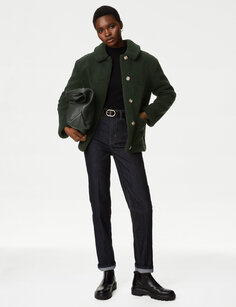 Текстурная куртка с воротником Teddy Marks &amp; Spencer, темно-зеленый