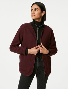 Флисовая куртка на молнии Marks &amp; Spencer, темно-бордовый