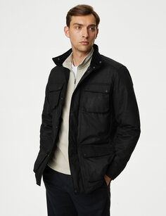 Куртка-парка из воска из чистого хлопка и Stormwear Marks &amp; Spencer, черный