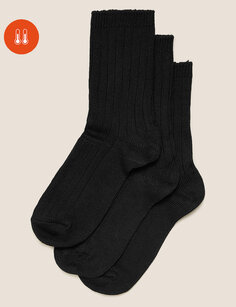 3 пары носков до щиколотки Thermal Sumptuious Soft Marks &amp; Spencer, черный