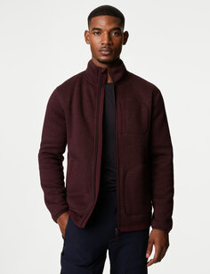 Куртка на молнии из переработанного флиса Marks &amp; Spencer, бургундия