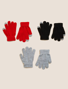 Детские перчатки 3 шт. Marks &amp; Spencer, красный