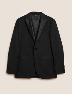 Приталенный пиджак-смокинг стрейч Marks &amp; Spencer, черный