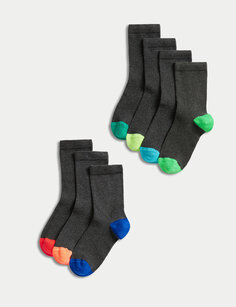 Школьные носки из 7 пар хлопка Marks &amp; Spencer, серый микс