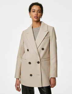Двубортное короткое пальто Marks &amp; Spencer