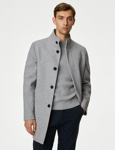 Пальто с воротником-воронкой Marks &amp; Spencer, серый