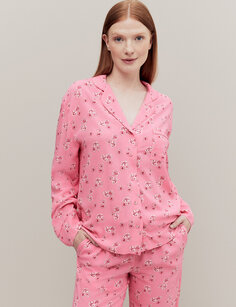 Пижамный топ с цветочным принтом и воротником Revere Marks &amp; Spencer, розовый микс