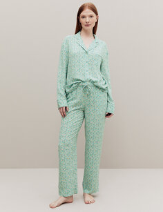 Пижамные штаны с цветочным принтом Marks &amp; Spencer, бирюзовый микс