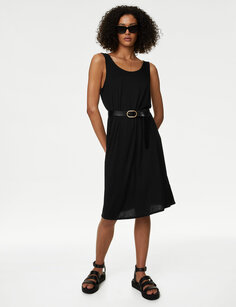 Платье-комбинация длиной до колена с круглым вырезом из джерси Marks &amp; Spencer, черный