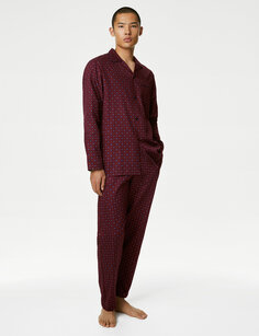 Пижамный комплект из чистого хлопка с принтом Marks &amp; Spencer, красный микс