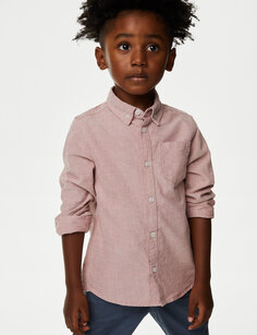 Оксфордская рубашка из чистого хлопка (2–8 лет) Marks &amp; Spencer, красный