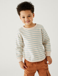 Хлопковый свитшот в полоску (2–8 лет) Marks &amp; Spencer