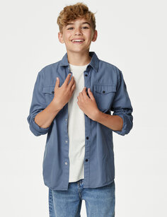 2 рубашки и футболка из чистого хлопка (6–16 лет) Marks &amp; Spencer