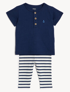 Хлопковая темно-синяя футболка (0–3 года) Marks &amp; Spencer