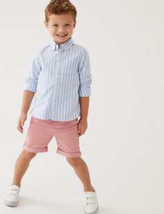 Хлопковые шорты-чиносы (2–8 лет) Marks &amp; Spencer, розовый