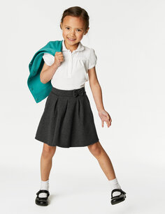 Школьная юбка из трикотажа со складками для девочек (2–14 лет) Marks &amp; Spencer, серый