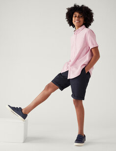 Хлопковые шорты-чиносы (6–16 лет) Marks &amp; Spencer, темно-синий