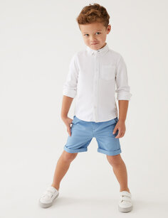 Хлопковые шорты-чиносы (2–8 лет) Marks &amp; Spencer, синий
