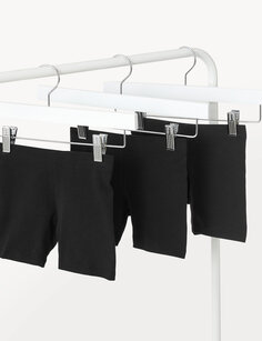 3 шт. однотонные шорты из богатого хлопка (2–8 лет) Marks &amp; Spencer, черный