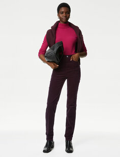 Вельветовые брюки прямого кроя Sienna Marks &amp; Spencer, темно-бордовый