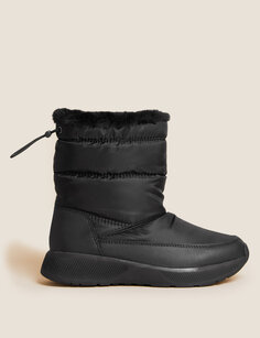 Стеганые прогулочные ботинки на плоской платформе Marks &amp; Spencer, черный