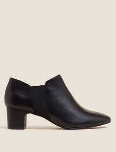 Кожаные ботинки на блочном каблуке Marks &amp; Spencer, черный
