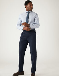 Итальянские льняные костюмные брюки индивидуального кроя Miracle Marks &amp; Spencer, темно-синий