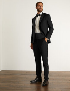 Итальянские брюки-смокинг узкого кроя из чистой шерсти JAEGER, черный