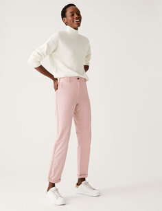 Узкие брюки-чиносы хлопкового цвета, окрашенные в чайный цвет Marks &amp; Spencer