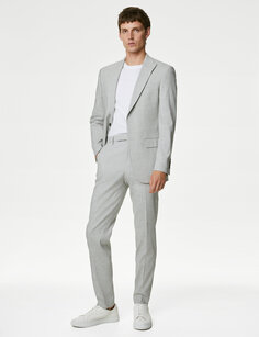 Итальянские льняные костюмные брюки индивидуального кроя Miracle Marks &amp; Spencer, светло-серый
