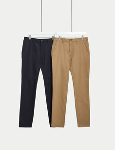 2 пары узких эластичных брюк чинос Marks &amp; Spencer