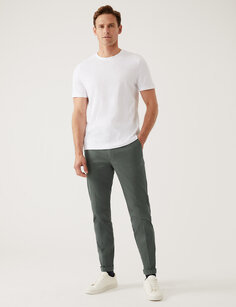 Суперлегкие брюки чинос приталенного кроя Marks &amp; Spencer, зеленый