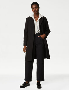 Свободные прямые брюки с высоким содержанием хлопка Marks &amp; Spencer, черный