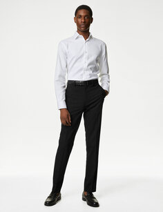 Эластичные брюки узкого кроя с плоской передней частью Marks &amp; Spencer, черный