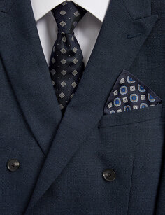 Комплект из галстука и нагрудного платка из чистого шелка с геометрическим рисунком SARTORIAL