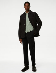 Вельветовые эластичные брюки чинос обычного кроя Marks &amp; Spencer, черный